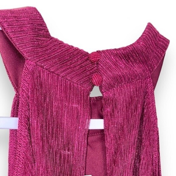 Nine West Dresses Nine West Mockneck SleevelesSwing Mini Dress Metallic Burgundy - Picture 6 of 15